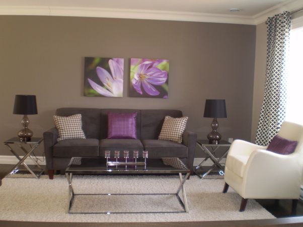 gray and purple living rooms ideas | Grey & Purple Modern Living