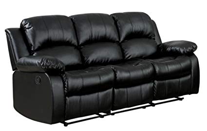 Amazon.com: Homelegance Double Reclining Sofa, Black Bonded Leather