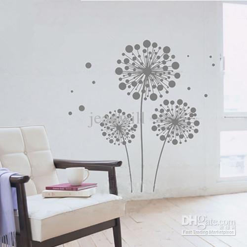 Removable Wall Decal Sticker Gray Dandelion Mural Art Modern Wall