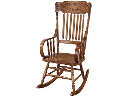 Amazon.com: Rocking Chair with Ornamental Headrest Warm Brown