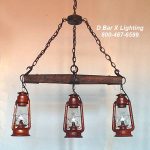 DX753 - Rustic kitchen light with Single Tree and Hanging Lanterns