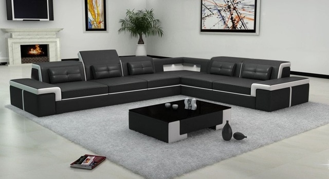 Black color sectional leather sofa B2021-in Living Room Sofas from