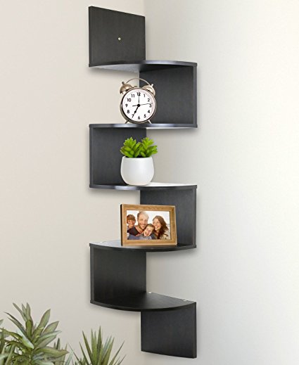 Amazon.com: Greenco 5 Tier Wall Mount Corner Shelves Espresso Finish