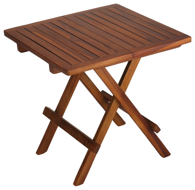 Bare Decor Ravinia Folding Teak Small Table, Oiled Finish