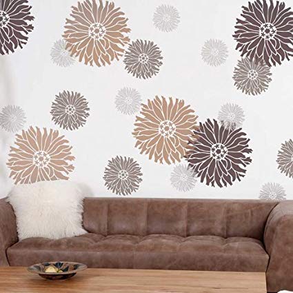 Amazon.com: Starburst Zinnia Floral Wall Art Stencil - X-Small