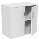 White Desk High Storage Cupboard