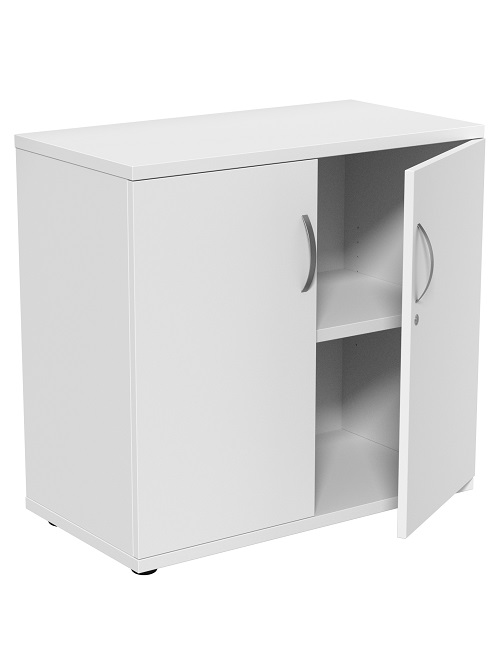 White Desk High Storage Cupboard