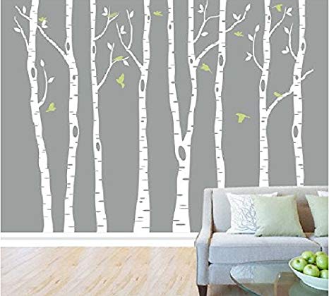 Amazon.com: Set of 8 Birch Tree Wall Decal Nursery Big White Tree