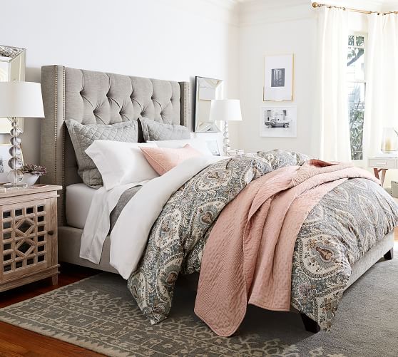 Harper Upholstered Tufted Tall Bed | Pottery Barn