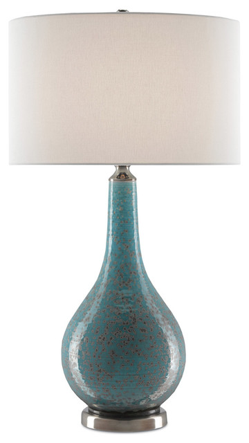 Antiqua 1 Light Table Lamp in Turquoise/Silver/Antique Nickel