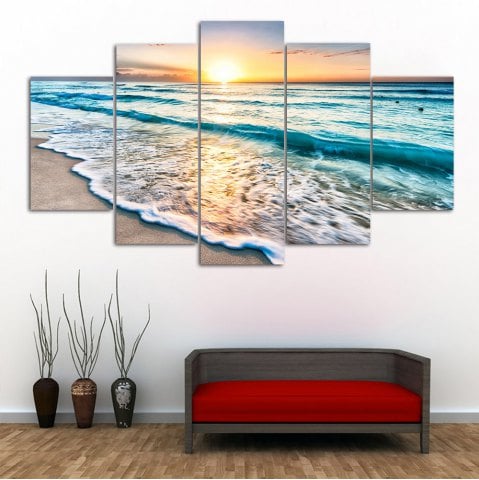 36% OFF ] 2019 Sunset Beach Print Split Canvas Wall Art Paintings