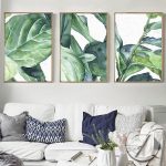 New Summer Green Leaves Wall Art Set Canvas Art Palm Tree Leaves