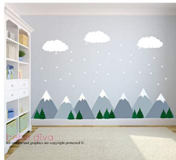 Amazon.com: Mountain Scene Wall Decals, Wall Decals Nursery, Kids