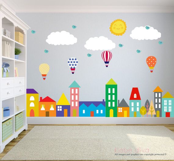 City Wall Decals, Wall Decals Nursery, Nursery Wall Decal, Kids Wall