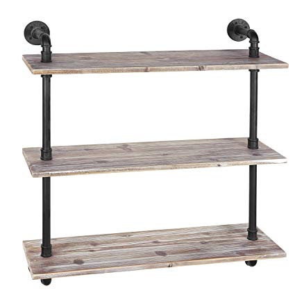 Amazon.com: MyGift 3-Shelf Industrial Style Pipe & Rustic Wood Wall