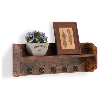 Utility Wall Shelf With Hooks - Aged Wood - Danya B. : Target