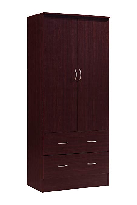 Amazon.com: Hodedah Two Door Wardrobe, with Two Drawers, and Hanging