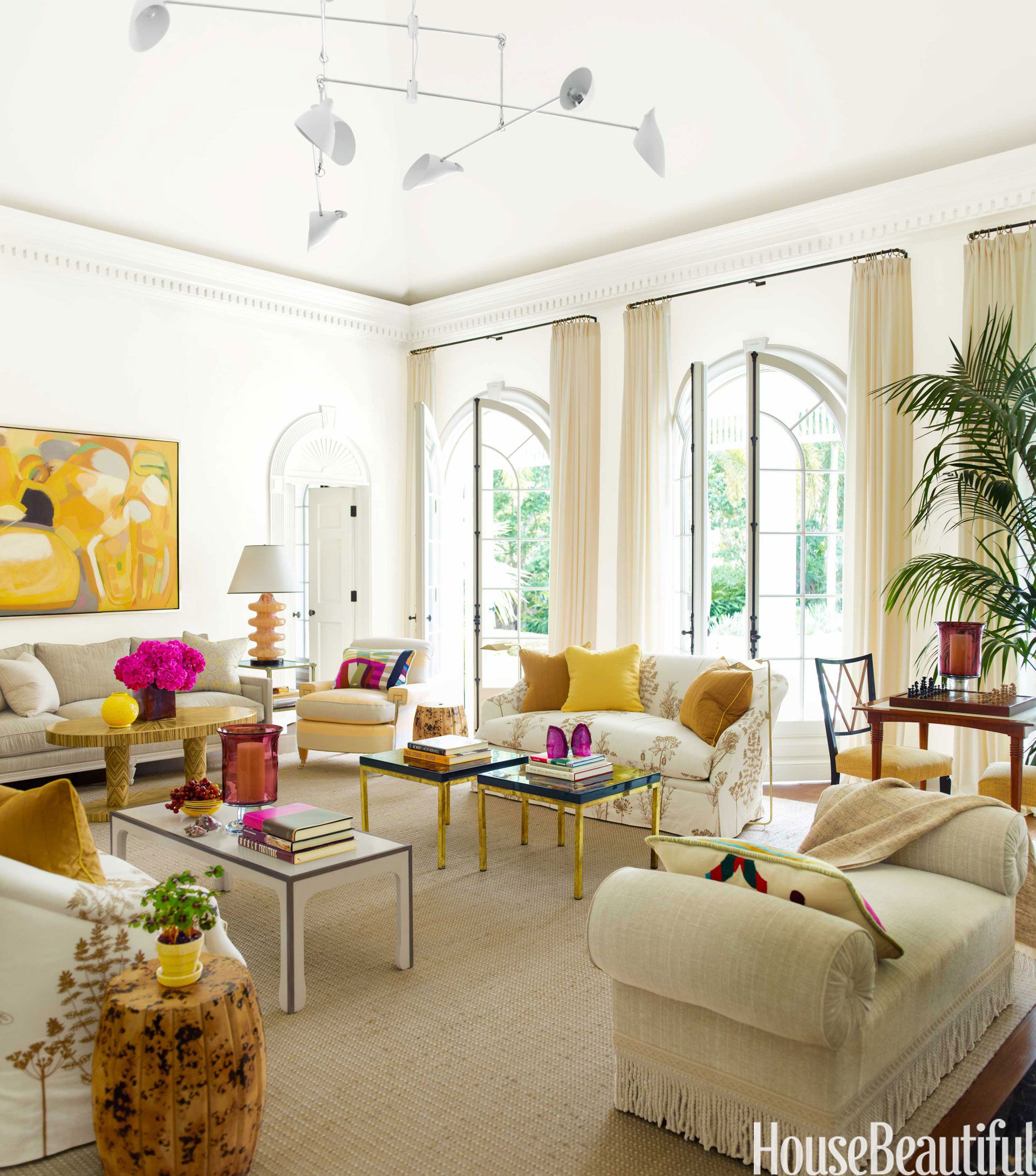 White Living Room Setting in a Modern  Home