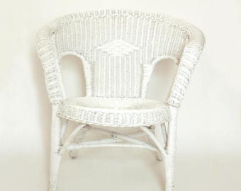 White wicker chair | Etsy