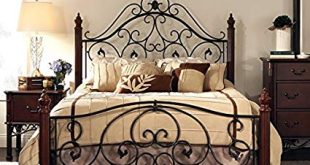 Amazon.com: Queen Size Antique Style Wood Metal Wrought Iron Look