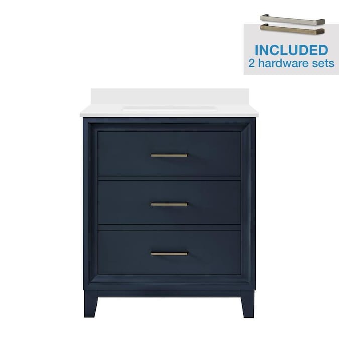 OVE Decors Ireland 30-in Midnight Blue Single Sink Bathroom Vanity .