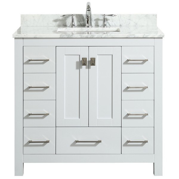 EVIVA EVVN411-36WH HAMPTON 36 INCH TRANSITIONAL BATHROOM VANITY .