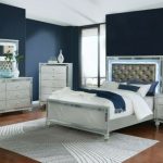 Elegant 5 Piece Bedroom Set Faux Crocadile Finish With LED .