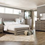 Zelen Queen Panel Bed with Dresser Mirror and Nightstand | Ashley .