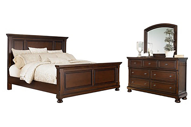 Porter Queen Panel Bed with Mirrored Dresser | Ashley Furniture .