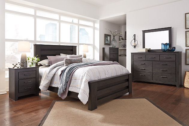 Brinxton Queen Panel Bed with Dresser Mirror and Nightstand .