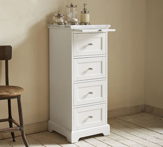 Marble-Top Sundry Tower | Small bathroom storage cabinet .