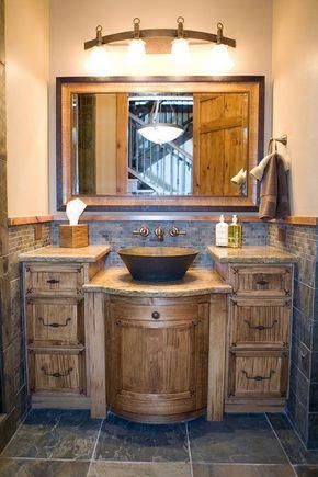 A Rustic themed Bathroom with a modern touch | Image via This .