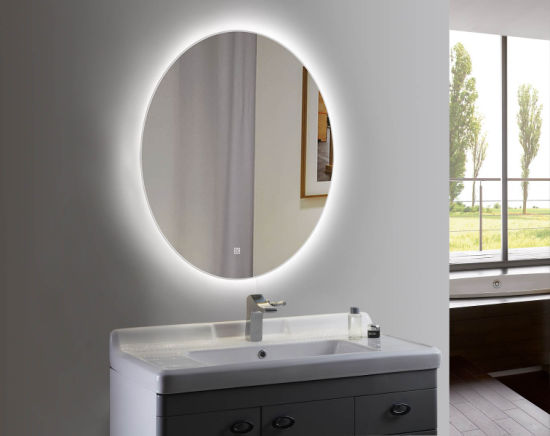 Wall Mounted Oval Dimmable LED Lighted Bathroom Mirror with Light .