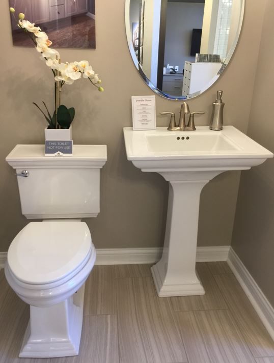 MEMOIRS POWDER ROOM PEDESTAL SINK AND COMMODE | Powder room ideas .