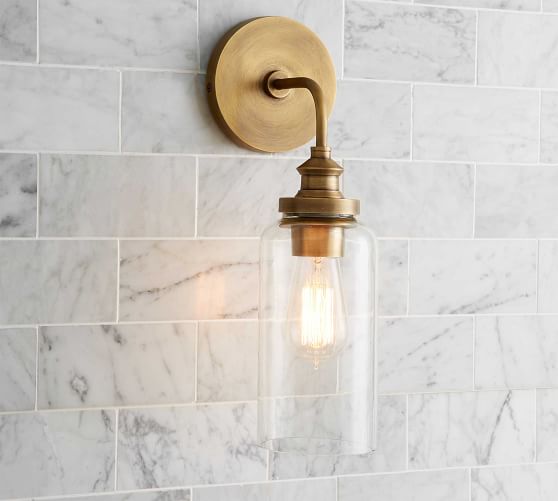 PB Essential Tube Sconce | Bathroom Light Fixtures | Pottery Ba