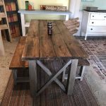 Rustic Wooden Farmhouse Table Set with Provincial Brown Top and .