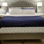King Upholstered Bed and Storage Bench, Tufted Cavendish Shape .