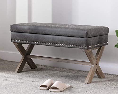 Chic chairus PU Leather Upholstered Storage Entryway Bench, 36 .