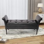 Amazon.com: Haobo Ottoman Benches with Arms Upholstered Bed Bench .