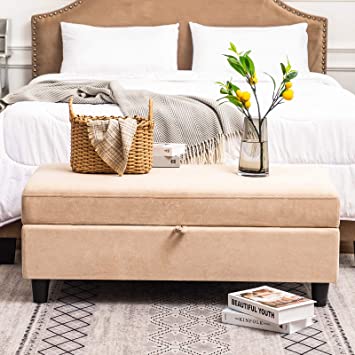 Amazon.com: HONBAY Rectangular Storage Ottoman Bench for Bedroom .