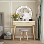 Hermanson Vanity Set with Stool and Mirror | Vanity set with .