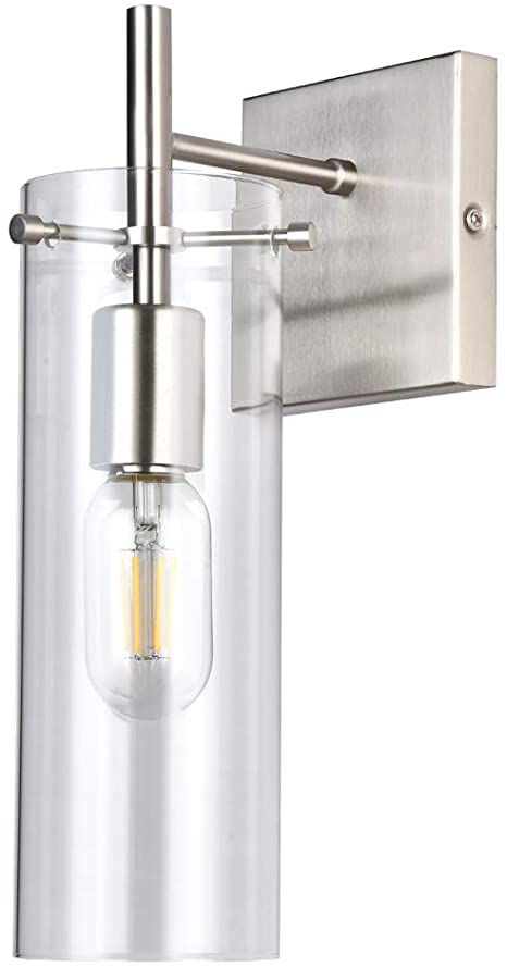 Amazon.com: CASILVON Glass Brushed Nickel Metal Wall Sconce .