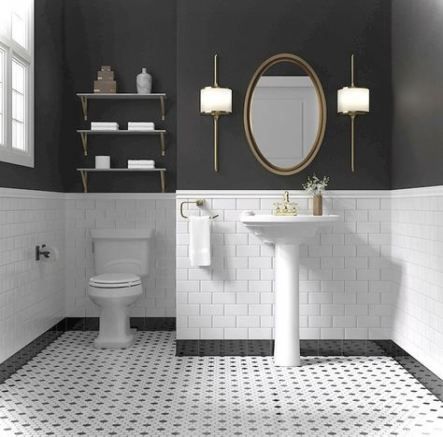Bath Room Tiles Vintage Black And White 61+ Ideas | White bathroom .