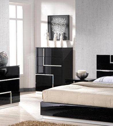 J&M Lucca Luxury Black Lacquer With Crystal Accents King Bedroom .