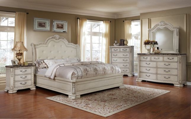 Magnolia Traditional California King Panel Bed 4pc Bedroom Set .