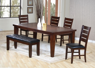 Coaster Oak Casual Dining Table with 4 Side Chairs & Bench .