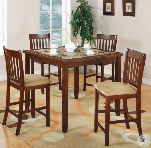 150154 Red Brown 5 Piece Counter Height Dining Room Set from .