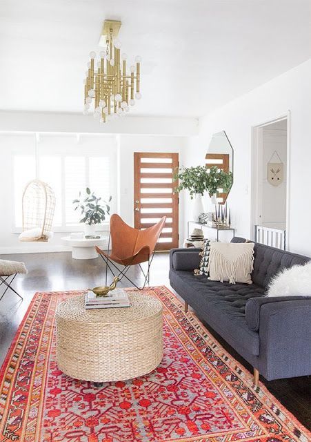 Decorating With Colorful Rugs | Bohemian living room decor, Modern .