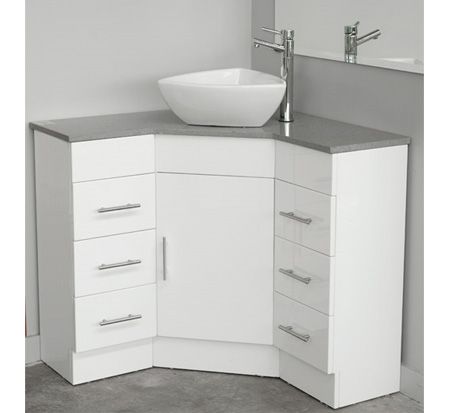 Corner Vanity with Caesarstone Top 600mm x 600mm | Corner bathroom .