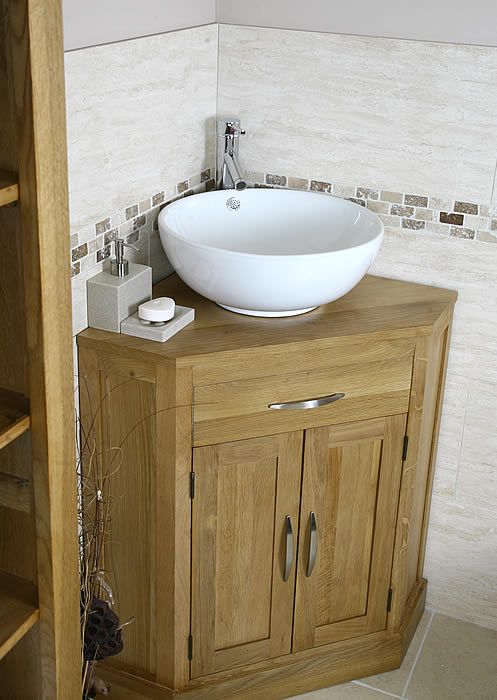 corner bathroom vanity | Oak and Ceramic Corner Bathroom Vanity .